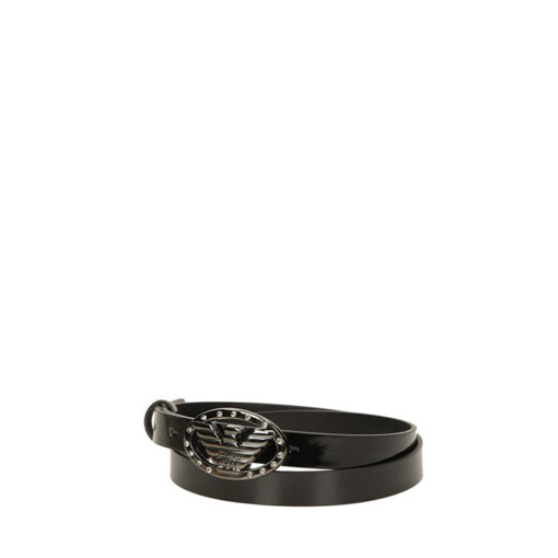 EMPORIO ARMANI ECO LEATHER PLATE BELT Y3I155 YFS7I 84819-BLACK/BLACK JET - Image 3