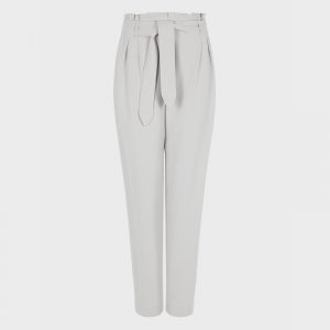 EMPORIO ARMANI BELTED, DARTED, STRETCH TWILL TROUSERS 3K2P7C 2JQFZ 0601-SILVERY GREY