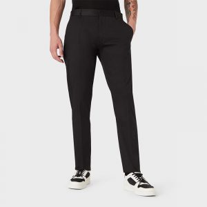 EMPORIO ARMANI LUSTROUS COMFORT WITH TURNED-UP CUFFS CHINOS ΠΑΝΤΕΛΟΝΙ 8N1P15 1NJ7Z-0999-BLACK