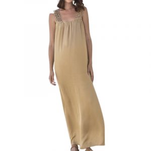 AGGEL SATIN MIDI WITH HANDMADE KNITTED DETAILS ΦΟΡΕΜΑ SS23172KF-GOLD