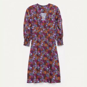 WILD PONY DITSY FLORAL PRINT LONG-SLEEVED WRAP IN CREPE MIDI ΦΟΡΕΜΑ 23W/41201-FLORAL