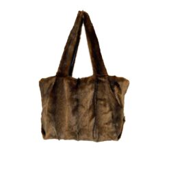 JAKKE TATE OVERSIZED PELTED MINK FAUX FUR ΤΣΑΝΤΑ ΧΕΙΡΟΣ J1859C03-CHOCOLATE