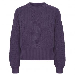 ICHI CABLE KNIT JUMPER IHPOLITE LS2 20117112-193622-LOGANBERRY