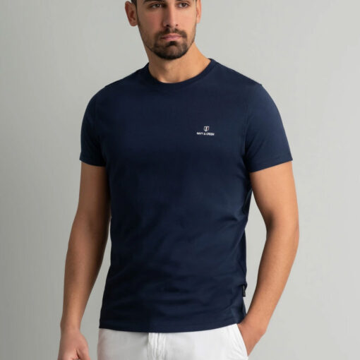 NAVY & GREEN ΜΠΛΟΥΖΑ ΛΑΙΜΟΚΟΨΗ 24MO.001-MD BLUE