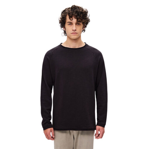 DIRTY LAUNDRY RAGLAN CREWNECK WITH RAW EDGES T-SHIRT ΜΠΛΟΥΖΑ-DLMC000137-BLACK