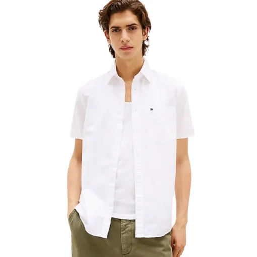 TOMMY HILFIGER SEERSUCKER SOLID SS RF ΠΟΥΚΑΜΙΣΟ MW0MW38570-YCF-TH OPTIC WHITE - Image 2