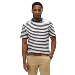 SUPERDRY D2 STUD MERCHANT STRIPE T-SHIRT ΜΠΛΟΥΖΑ M1012146A-QF5-OFF WHITE STRIPE