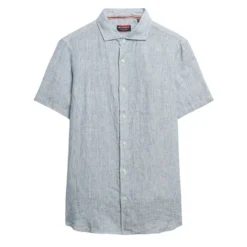 SUPERDRY D3 STUD VACATION LINEN S/S ΠΟΥΚΑΜΙΣΟ M4010937A-F5B-NAVY TICKING LINEN