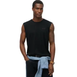 SUPERDRY D3 OVIN RAW EDGE SLUB TANK T-SHIRT ΜΠΛΟΥΖΑ M6010897A-02A-BLACK