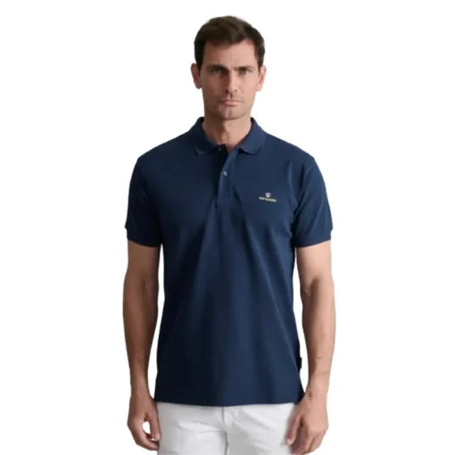 NAVY & GREEN ΜΠΛΟΥΖΑΚΙ ΠΟΛΟ MΟΝΟΧΡΩΜΟ 24GE.300.8-DARK BLUE