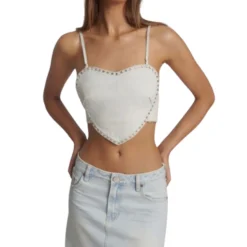 ONE TEASPOON DENIM HEART BACKLESS CROP ΤΟΠ 26869-SOFT BLUE