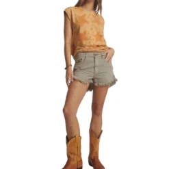 ONE TEASPOON OUTLAWS MID WAIST MID LENGTH DENIM ΣΟΡΤΣ 26878-FADED KHAKI