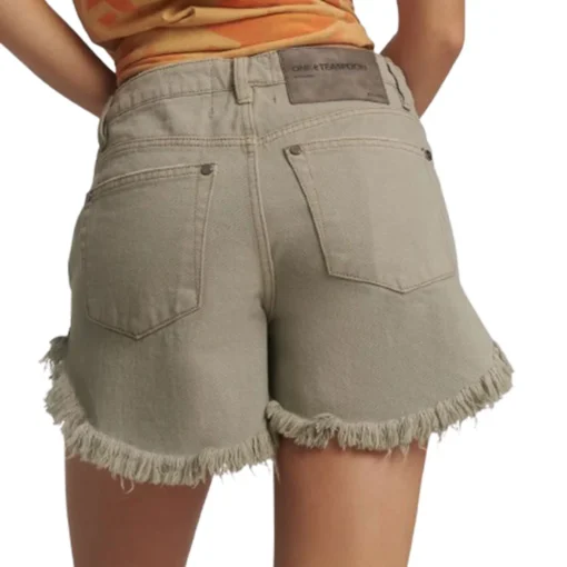 ONE TEASPOON OUTLAWS MID WAIST MID LENGTH DENIM ΣΟΡΤΣ 26878-FADED KHAKI - Image 3