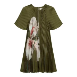 TED BAKER VINLAA SHORT SLEEVE PLEATED MINI ΦΟΡΕΜΑ 280424-GREEN