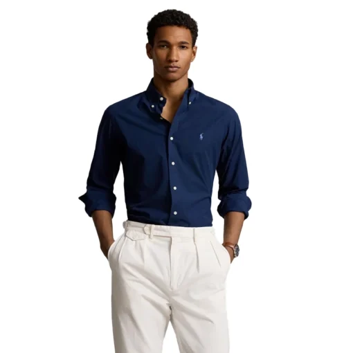 POLO RALPH LAUREN CUSTOM FIT STRETCH POPLIN ΠΟΥΚΑΜΙΣΟ 710928255001-NEWPORT NAVY - Image 2