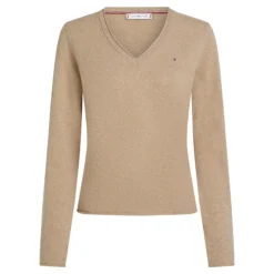 TOMMY HILFIGER SOFT WOOL V-NK ΠΟΥΛΟΒΕΡ WW0WW43505-ADM-SAFARI CANVAS HEATHER