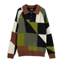 SCOTCH & SODA PATCH WORK POLO ΜΠΛΟΥΖΑ ΜΜ 181337-SC300.17-ZIGZAG PTAHCWORK MICRO MULTI AOP