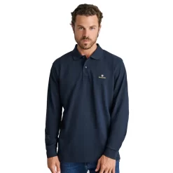 NAVY & GREEN MΠΛOYZAKI ΠΟΛΟ ΜΟΝΟΧΡΩΜΟ MM 24GE.500.8-MARINE BLUE