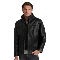 NAVY & GREEN ΔΕΡΜΑΤΙΝΟ ΤΖΑΚΕΤ 24HA.001/1.2-BLACK