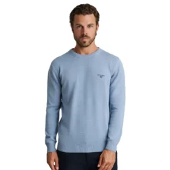 NAVY & GREEN ΠΛΕΚΤΟ ΒΑΜΒΑΚΕΡΟ ΛΑΙΜΟΚΟΨΗ Μ/Μ 24YM.741/P.5-LIGHT BLUE