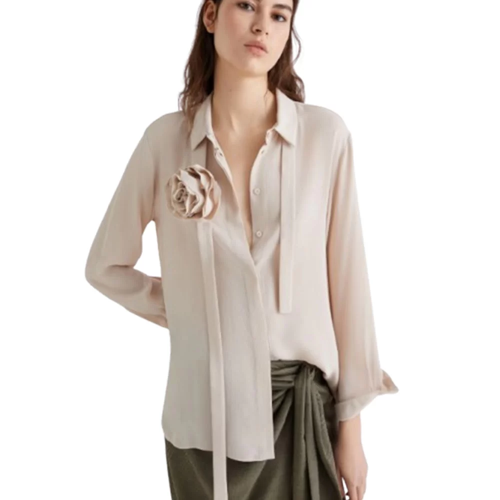 MARELLA CABIRIA SILK-BLEND CREPE ΠΟΥΚΑΜΙΣΟ 2523116071-004-BEIGE - Image 3