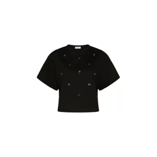 MARELLA ARNALDO CRYSTAL-ADORNED CROPPED T-SHIRT ΜΠΛΟΥΖΑ 2523976021-002-BLACK