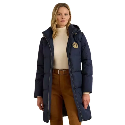 LAUREN RALPH LAUREN CREST-PATCH HOODED QUILTED DOWN ΜΠΟΥΦΑΝ 297P04126003-DK NAVY