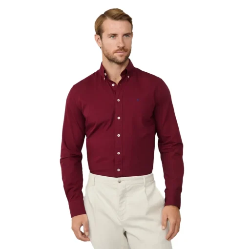 HACKETT TAILORED FIT GARMENT DYED OXFORD ΠΟΥΚΑΜΙΣΟ HM3010508-299-BURGUNDY RED - Image 3
