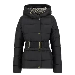 BARBOUR INTERNATIONAL SHORT TRACK LINE PUFFER ΜΠΟΥΦΑΝ LQU1866-BK91-BLACK/JASMINE LEOPARD PRINT