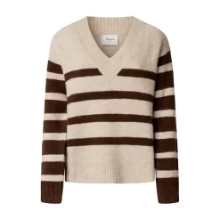 PEPE JEANS CECIL STRIPE ΠΟΥΛΟΒΕΡ PL7000023-824-DARK ECRU WHITE